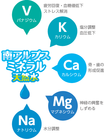 バナジウム・カリウム・カルシウム・マグネシウム・ナトリウムを含有